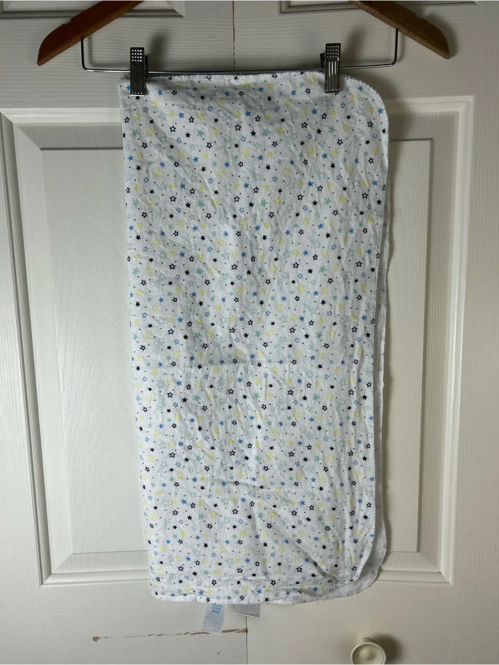 Kidgets Blue White Stars Baby Receiving Blanket Flannel Yellow Polka Dots Thin